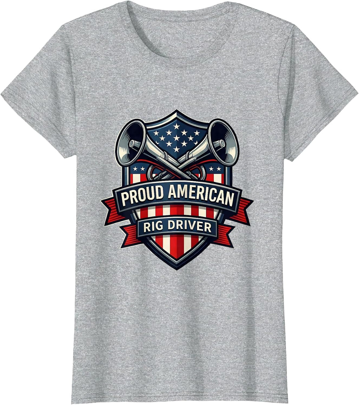 Proud American Rig Driver Patriotic Trucker Semi Driver Gift T-Shirt - Heather Grey