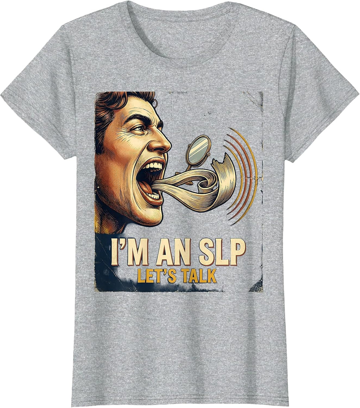 I'm an SLP, Let's Talk Vintage Retro Speech Language T-Shirt - Heather Grey
