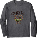 Country Girl At Heart Rustic Farm Cowgirl Long Sleeve T-Shirt - Adult Unisex Dark Heather Grey