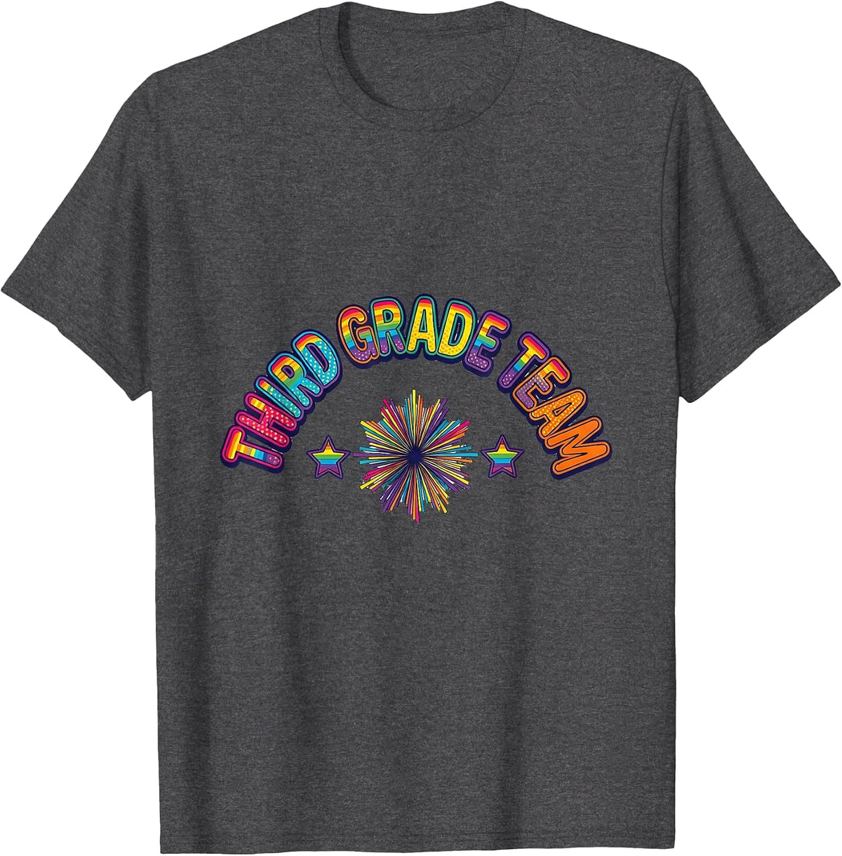 Men's Third Grade Team Colorful Back To School Teacher Student T-Shirt - Dark Heather Grey