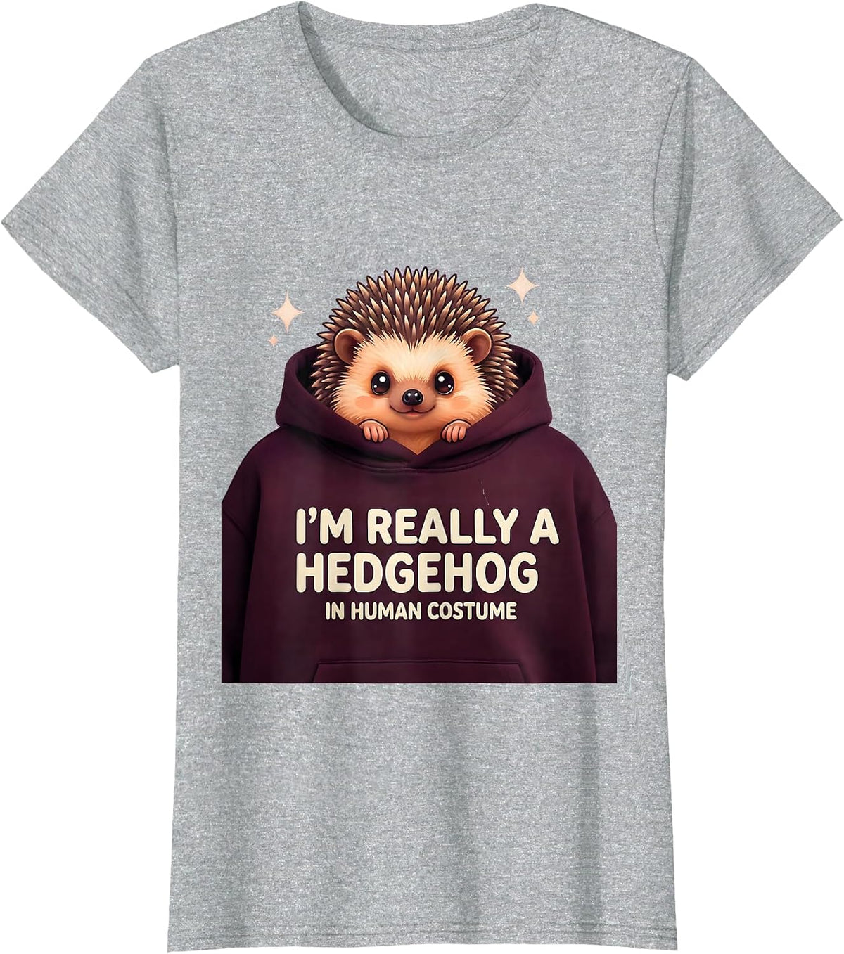 I'm Really A Hedgehog In Human Costume Cute Kawaii Halloween T-Shirt - Heather Grey