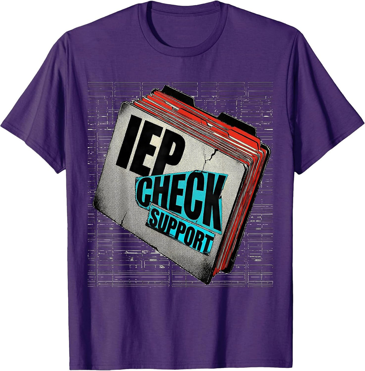 Men's IEP Check Support New Wave Typography Special Ed Teacher T-Shirt - Purple