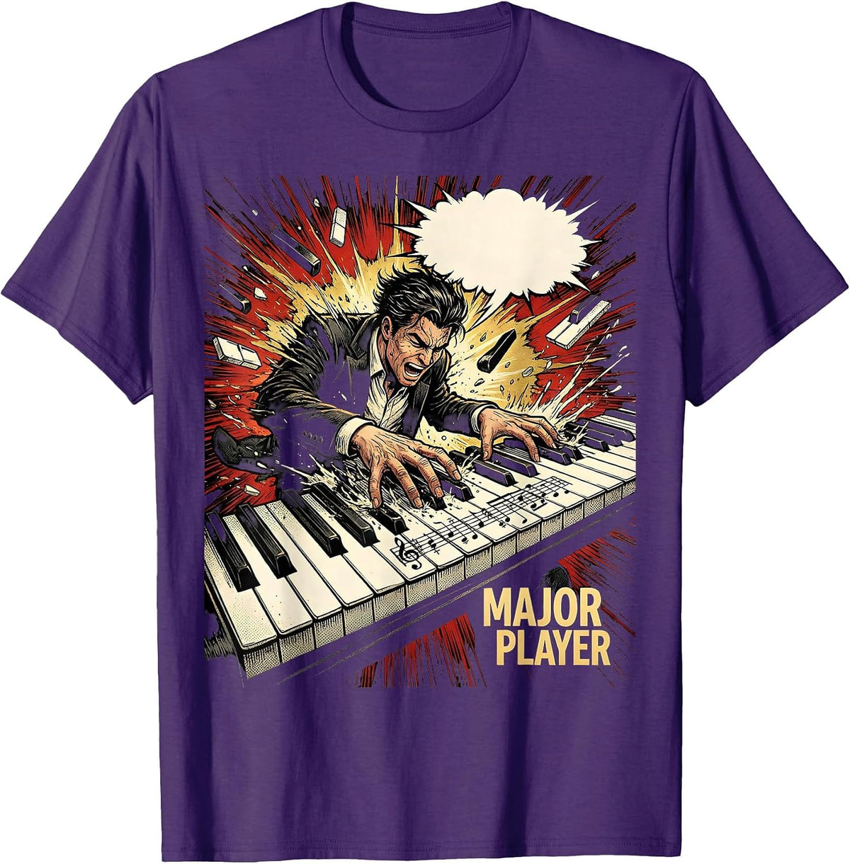 Men's Major Player Comic Book Pianist Music Lover Humor Gift T-Shirt - Purple