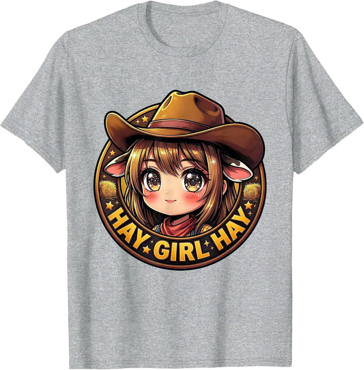 Men's Hay Girl Hay Cowgirl Western Design T-Shirt - Heather Grey
