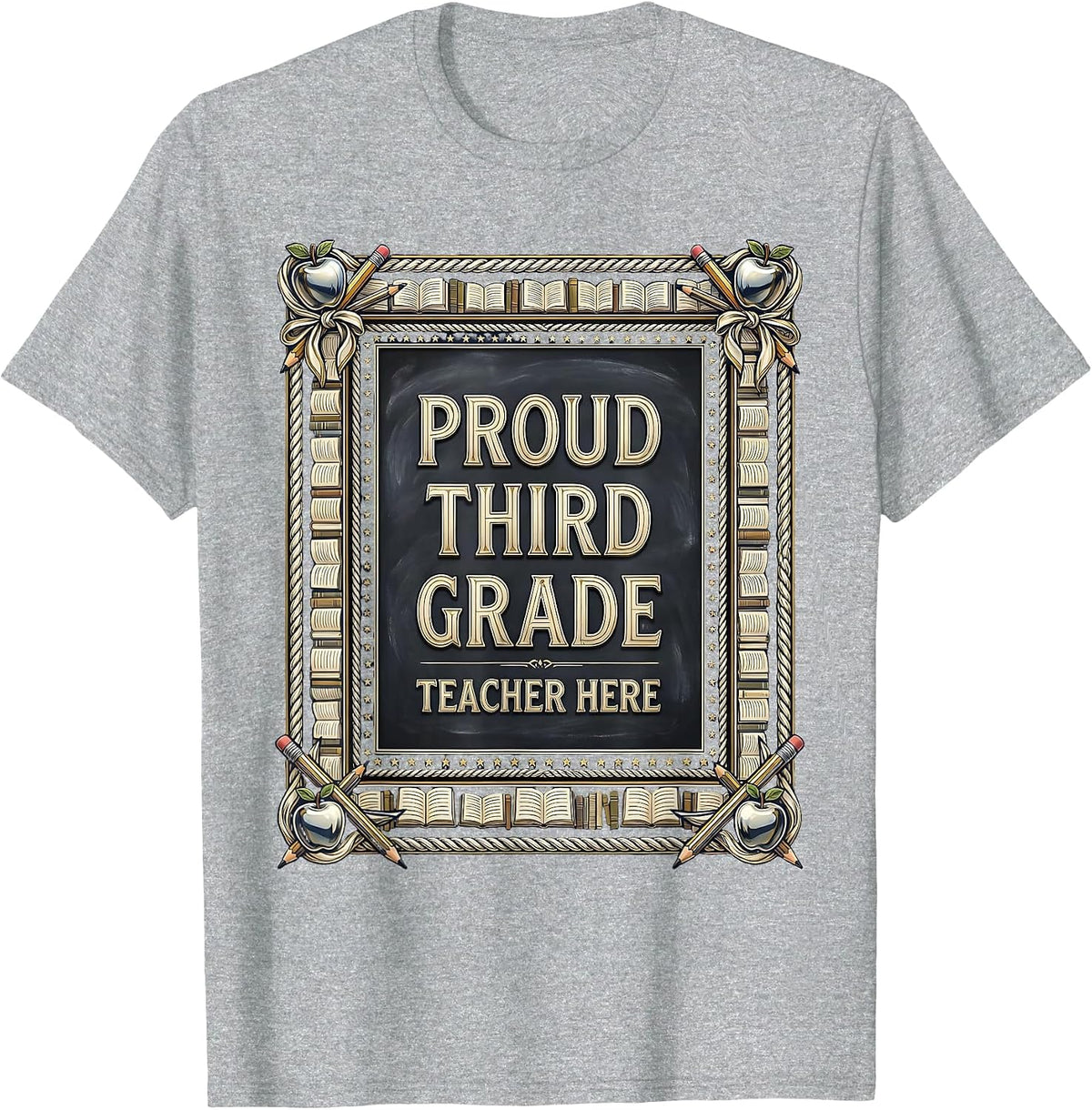 Men's Proud Third Grade Teacher Educator Design T-Shirt - Heather Grey