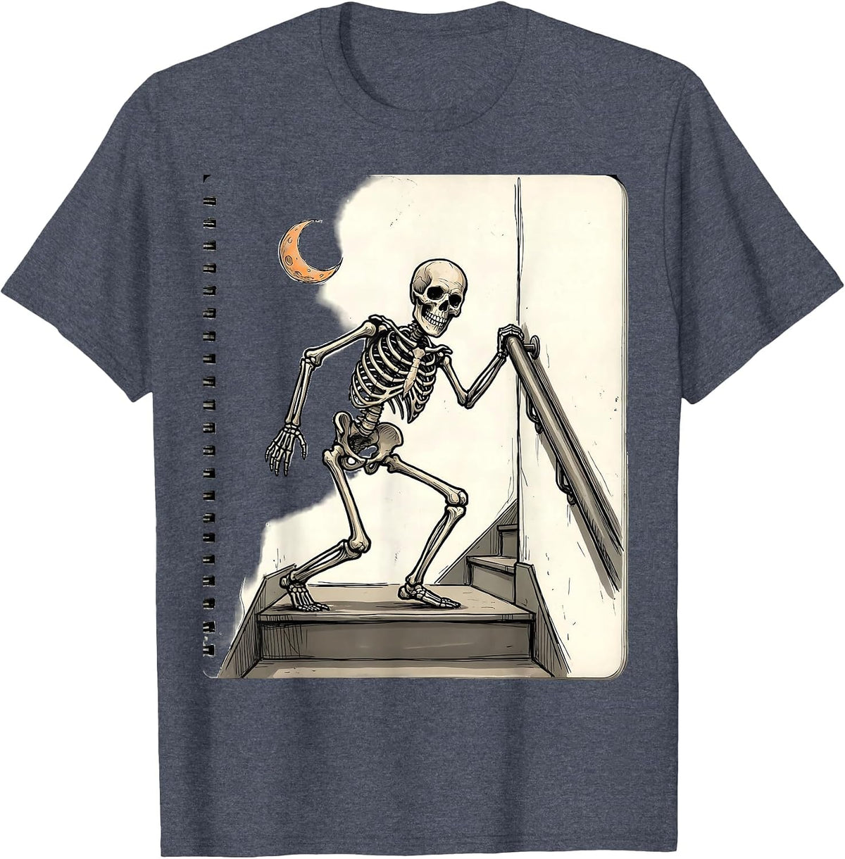 Skeleton Steps OT PT Halloween Trick Or Treatment Humor T-Shirt - Heather Blue