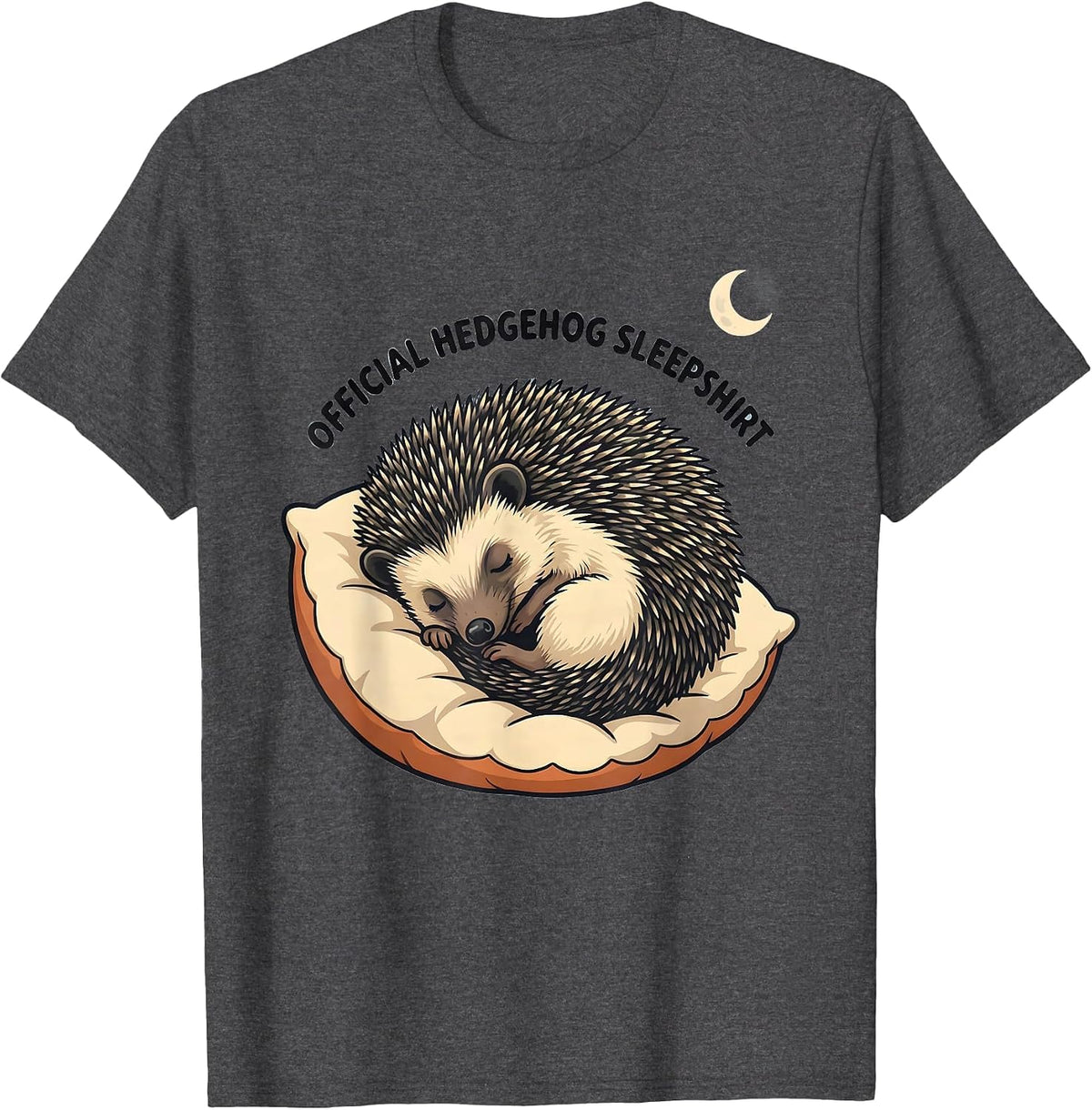 Men's Official Hedgehog Sleepshirt Cute Animal Lover Loungewear T-Shirt - Dark Heather Grey