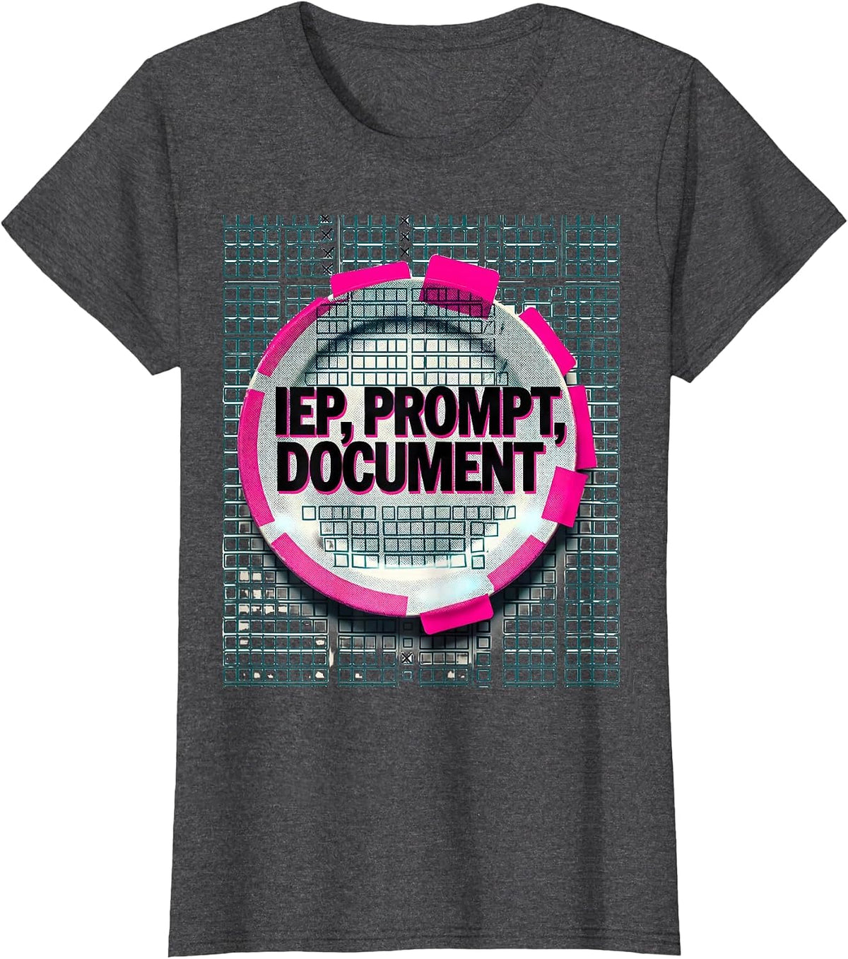 Women's IEP Prompt Document Risograph Special Education Teacher T-Shirt - Dark Heather Grey
