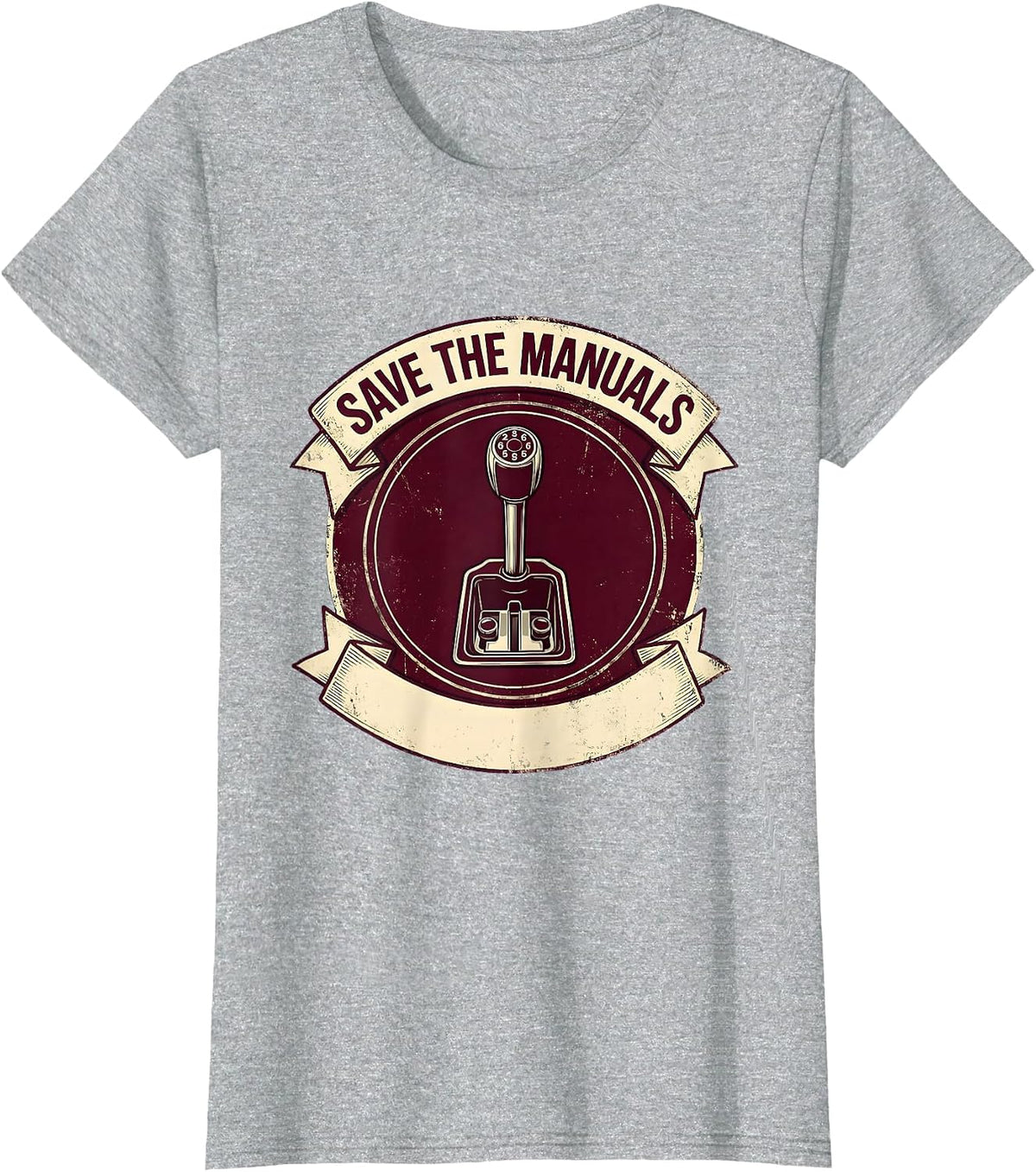 Save The Manuals Vintage Manual Transmission Design T-Shirt - Heather Grey