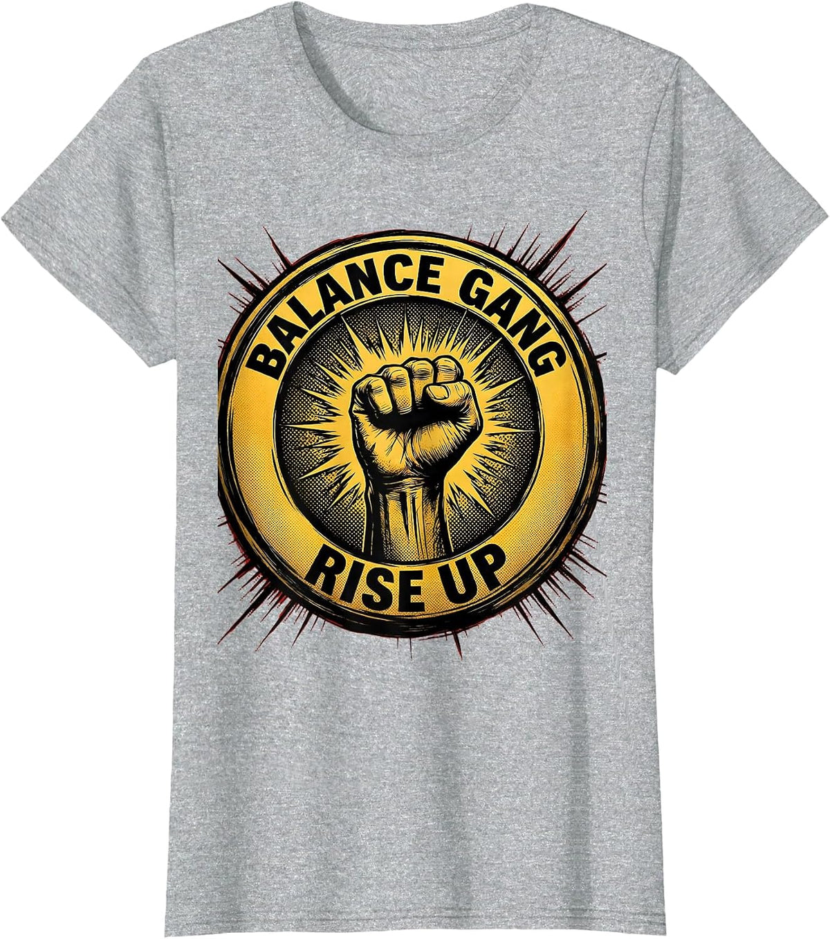 Balance Gang Rise Up Fall Prevention Design T-Shirt - Heather Grey
