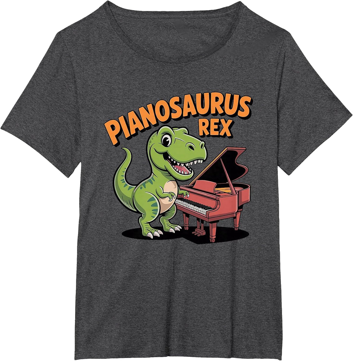 Pianosaurus Rex - Funny Dinosaur Piano Player Pianist Music T-Shirt - Dark Heather Grey