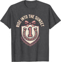 Men's Denim Cowgirl Ride Into The Sunset Design T-Shirt - Dark Heather Grey