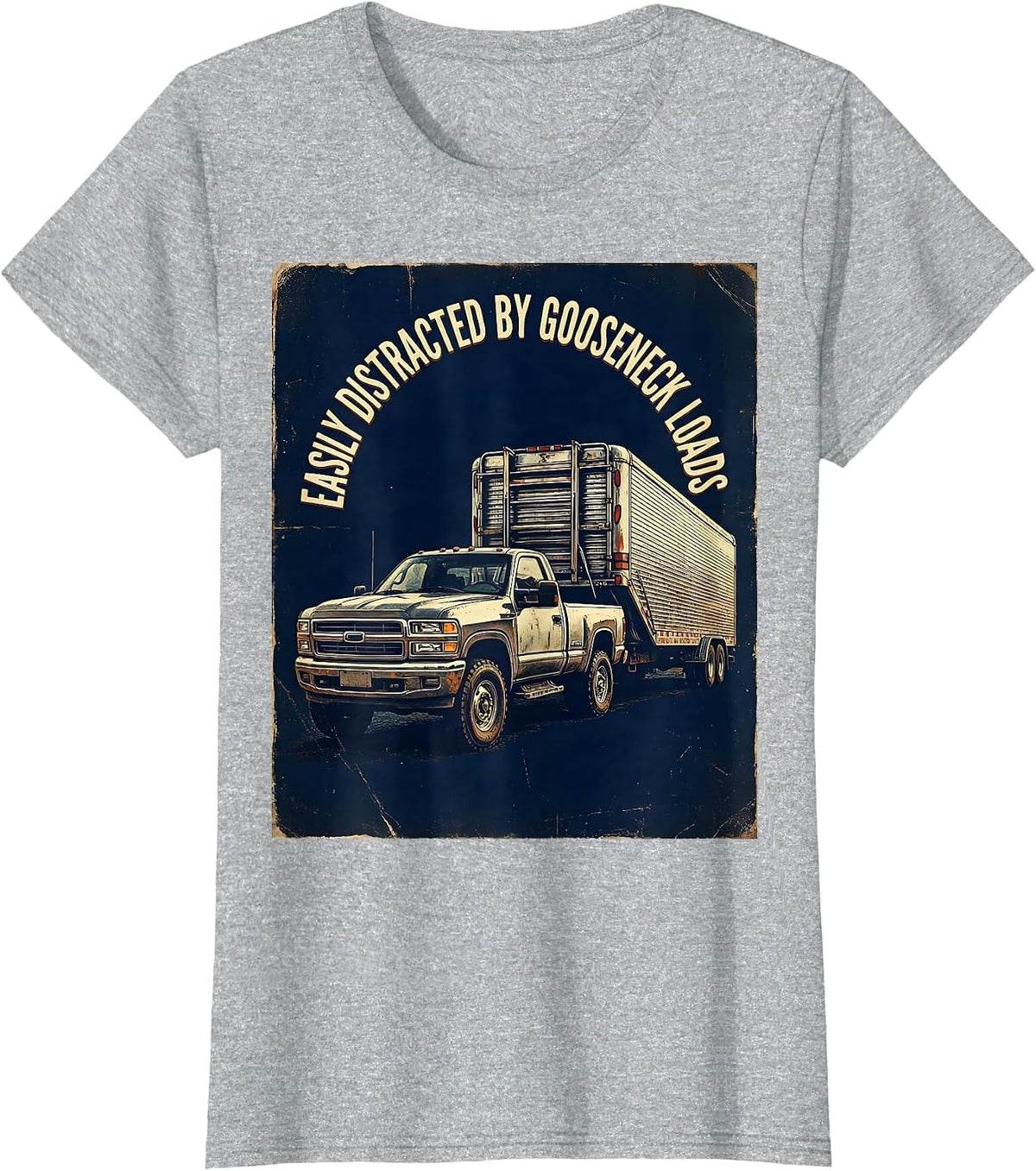 Easily Distracted By Gooseneck Loads Vintage Diesel Trucker T-Shirt - Heather Grey