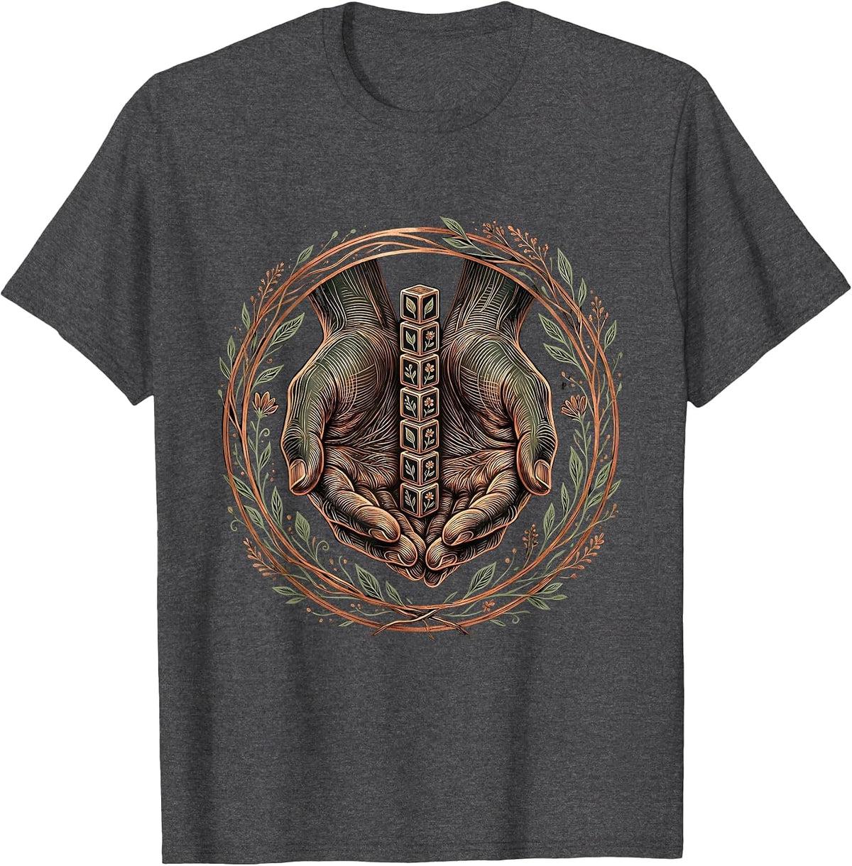 Sped Teacher Colorful Building Blocks Tower T-Shirt - Dark Heather Grey