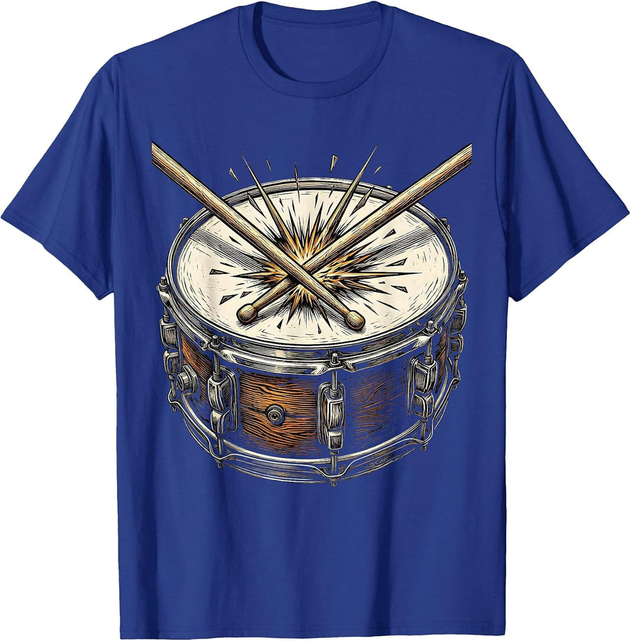 Music Teacher Drumsticks Snare Drum Sparks Graphic T-Shirt - Royal Blue