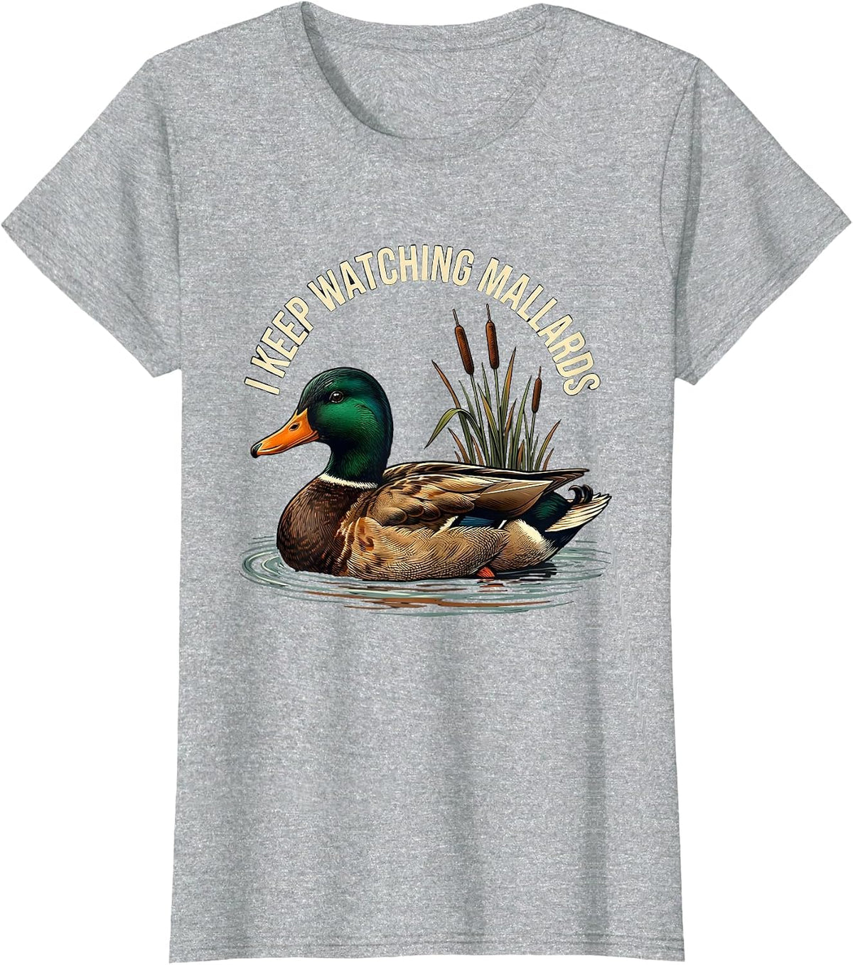 Women's I Keep Watching Mallards Vintage Mallard Duck Hunting Camo T-Shirt - Heather Grey