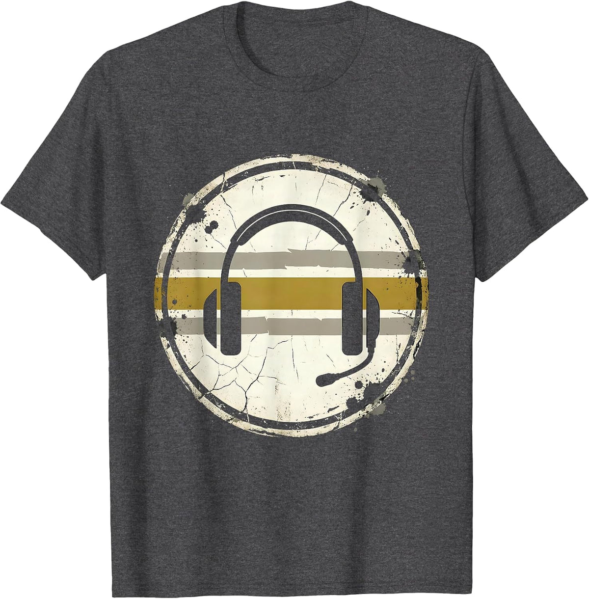 Men's Badge Headset Thin Line 911 Dispatcher Tribute T-Shirt - Dark Heather Grey