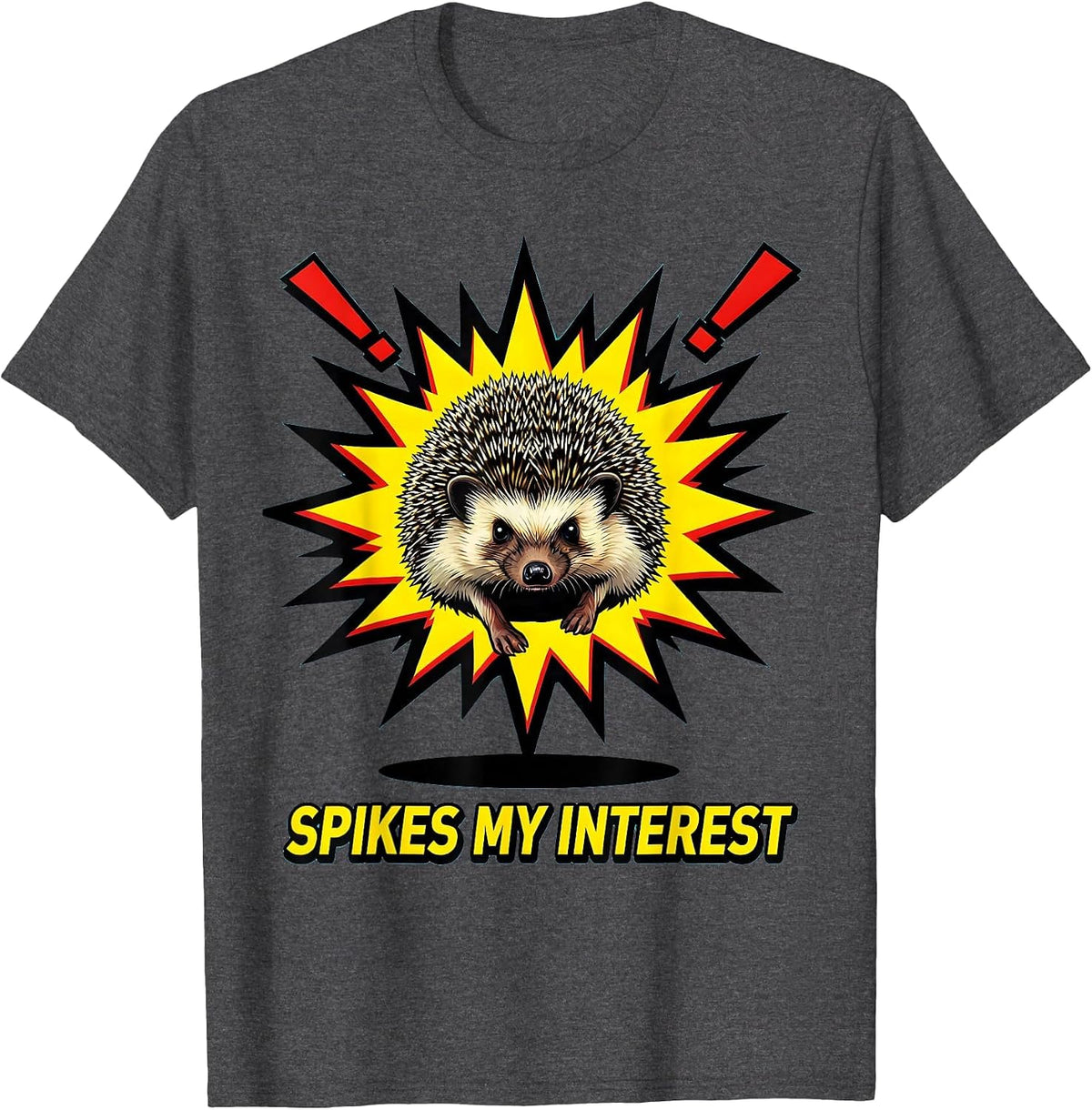 Spikes My Interest Pop Art Cute Hedgehog Lover Gift For Kids T-Shirt - Dark Heather Grey