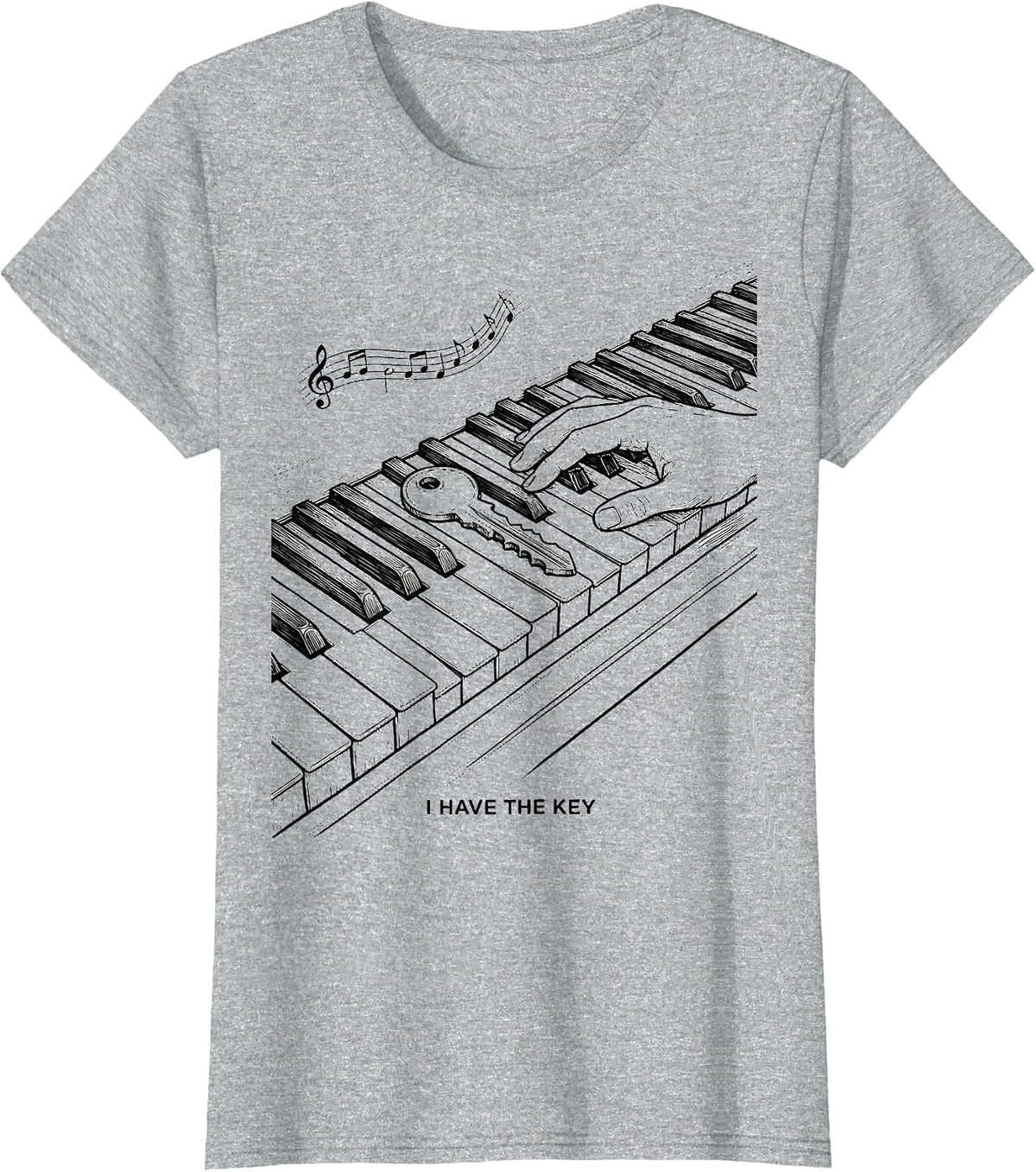 Women's I Have The Key Funny Pianist Keyboard Player Music Humor T-Shirt - Heather Grey