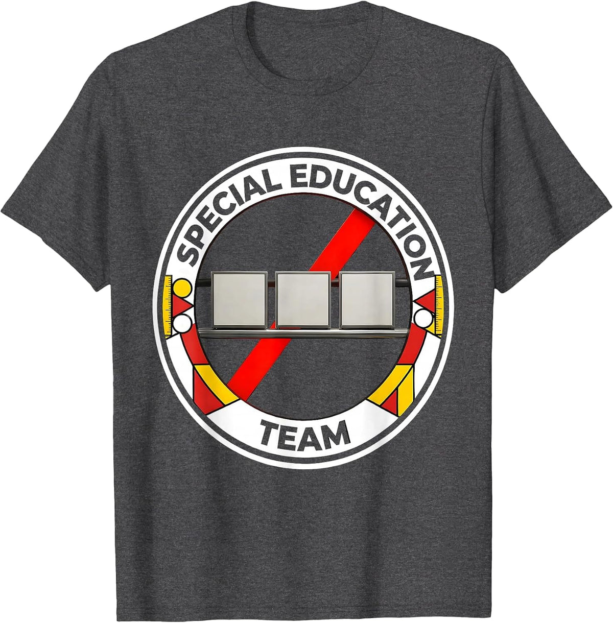 Special Education Team Bauhaus Modernist Teacher Squad Pride T-Shirt - Dark Heather Grey