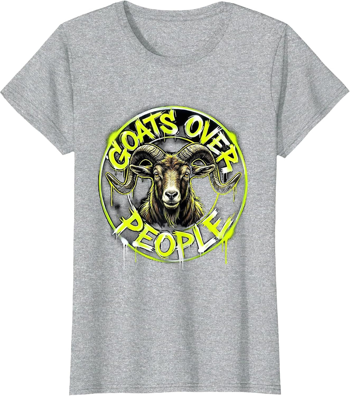 Goats Over People Funny Goat Lover Design T-Shirt - Heather Grey