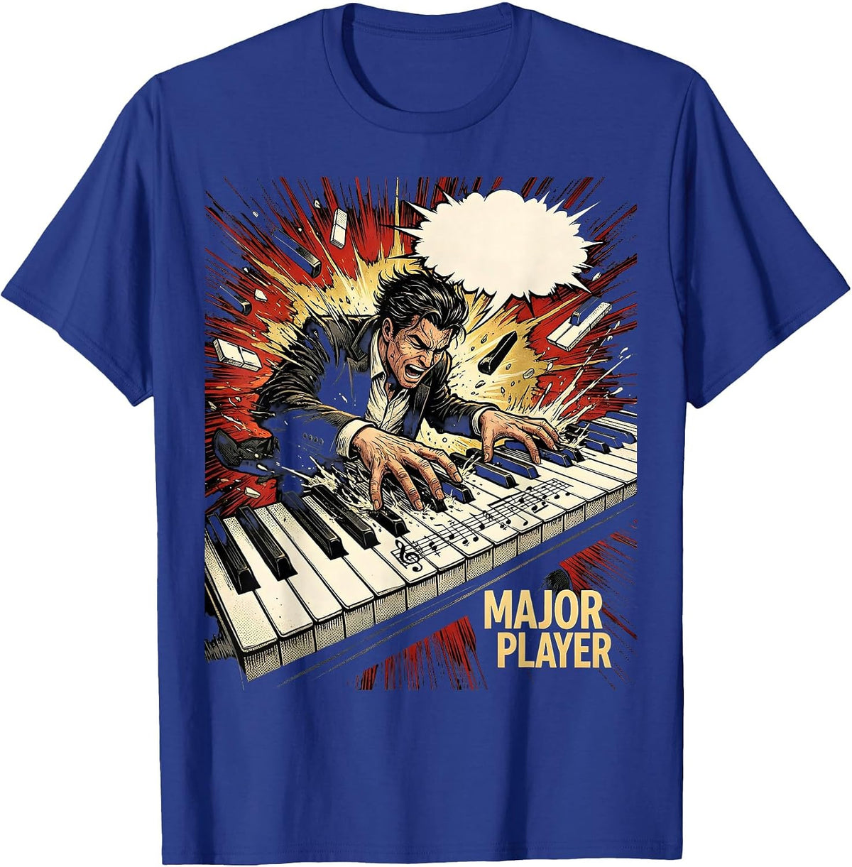 Men's Major Player Comic Book Pianist Music Lover Humor Gift T-Shirt - Royal Blue