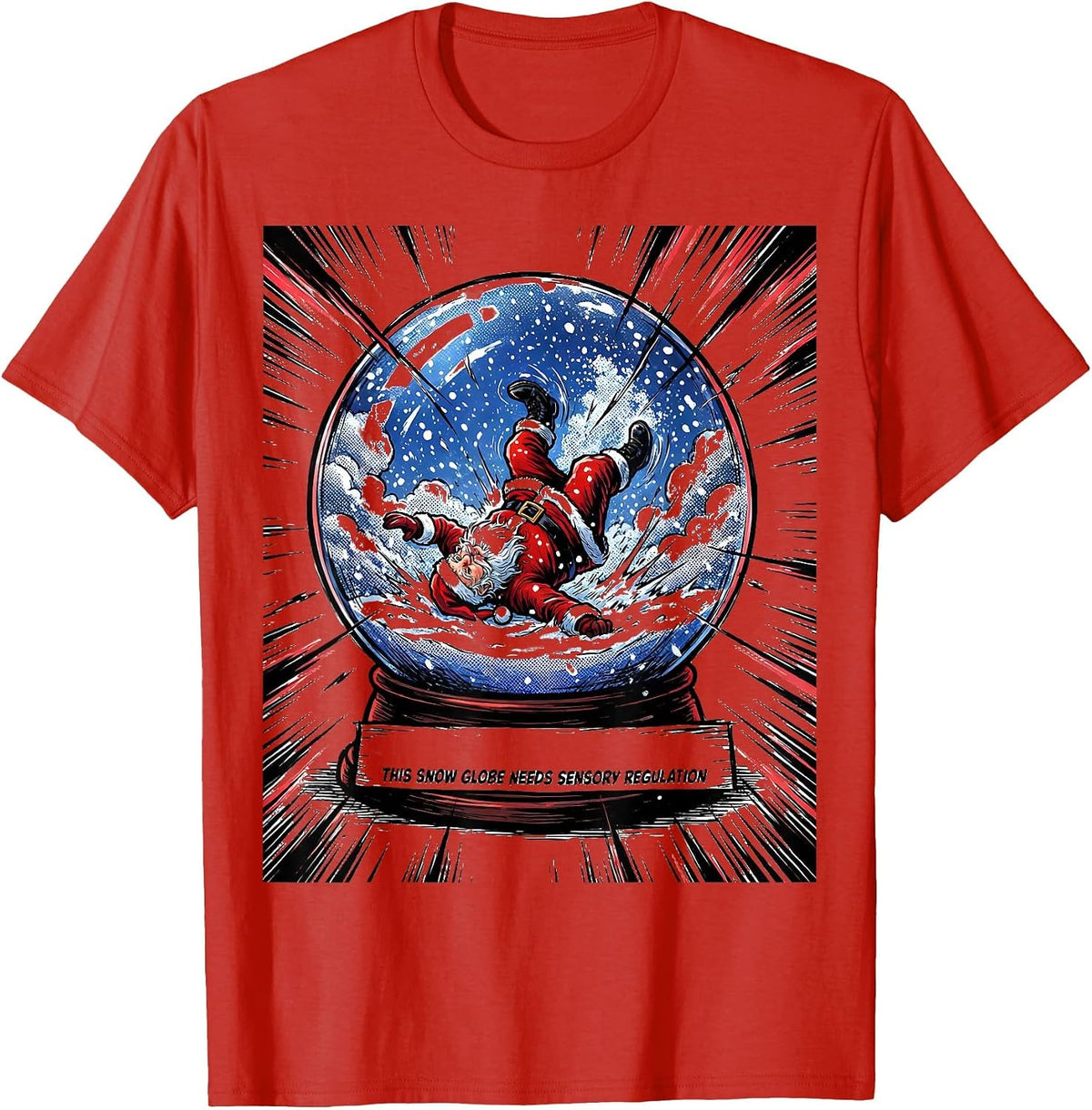 Men's This Snow Globe Needs Sensory Regulation Groovy T-Shirt - Red