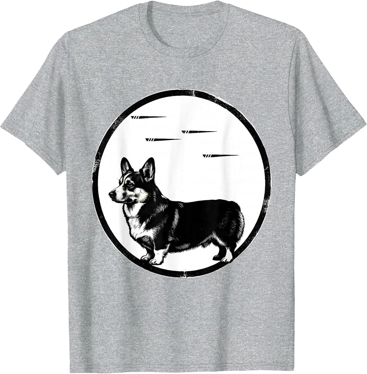 Men's Corgi Silhouette Retro Breed Pride Dog Owner Humor T-Shirt - Heather Grey