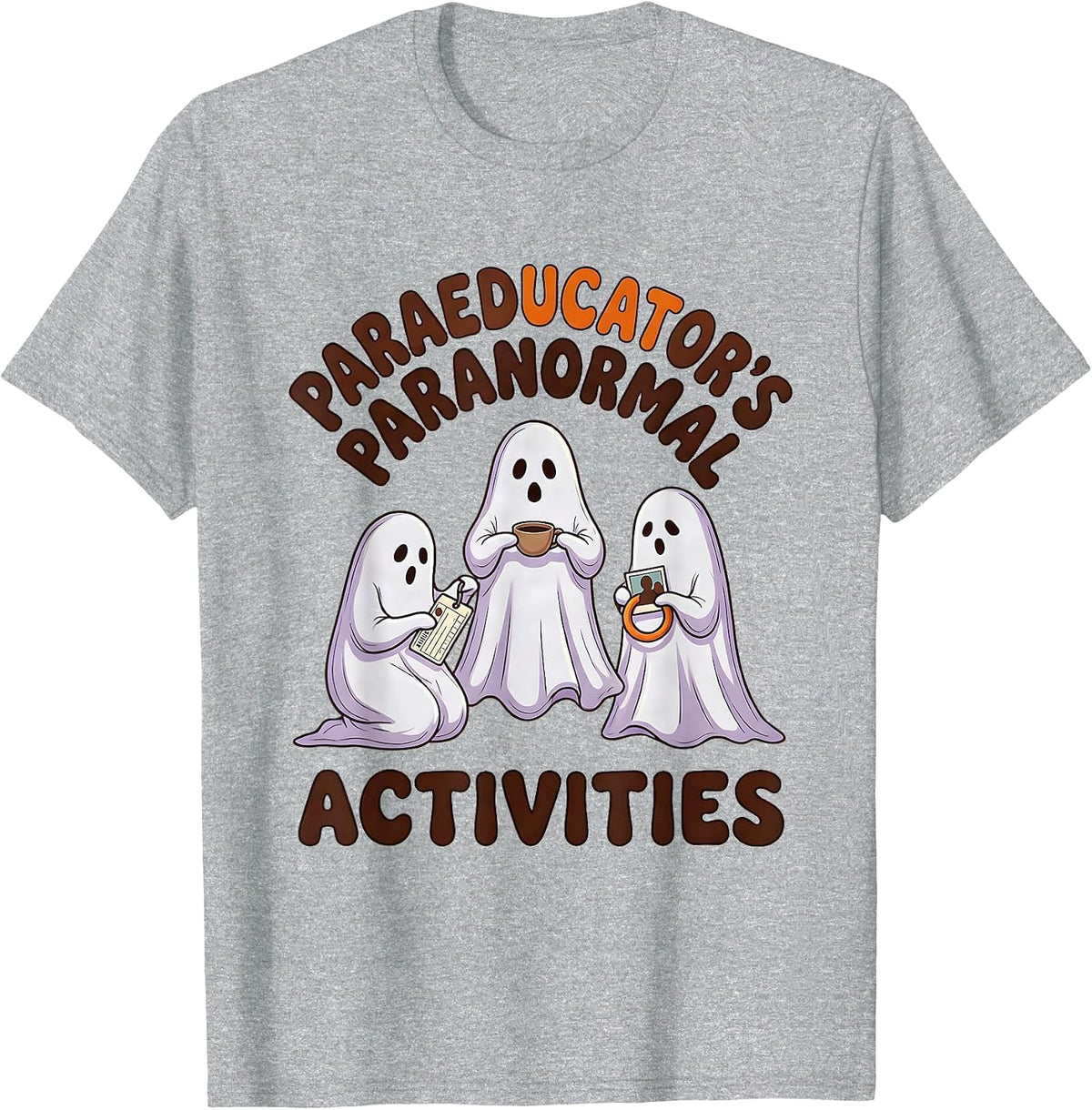Men's Paraeducator's Paranormal Activities Funny SPED Para Ghost T-Shirt - Heather Grey