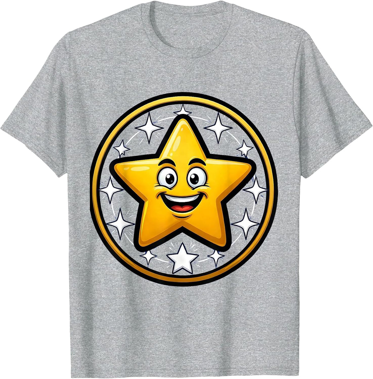 Men's Sparkling Stars Orbiting a Gleaming Yellow Star T-Shirt - Heather Grey