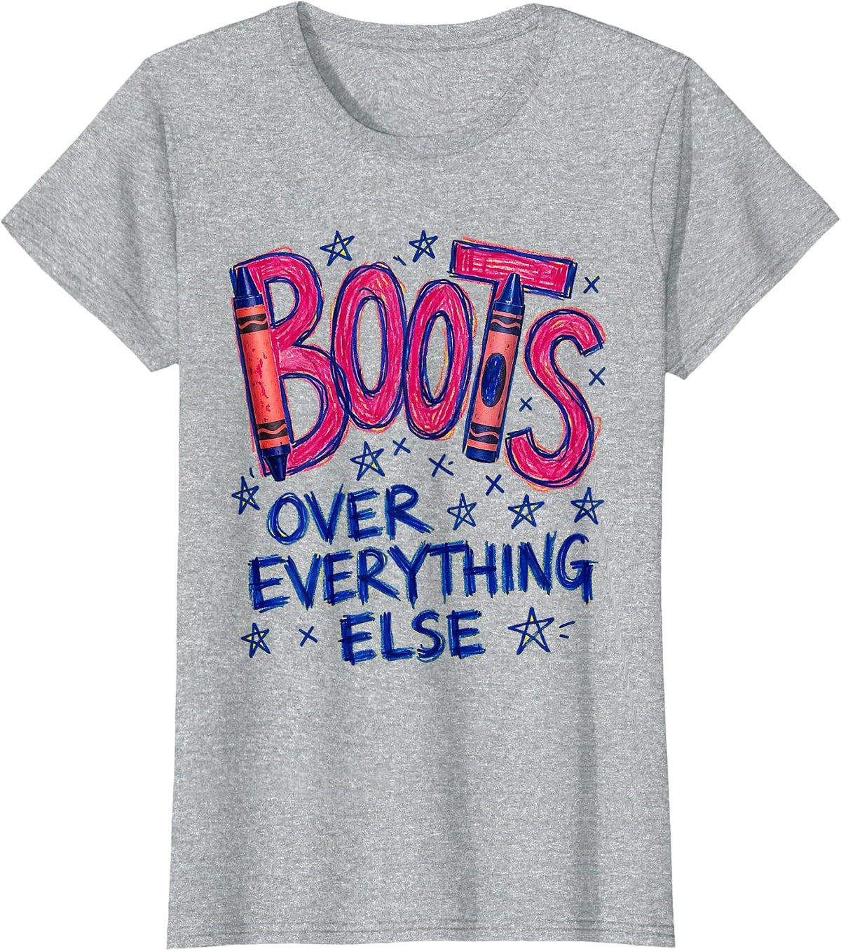 Boots Over Everything Cowboy Western Design T-Shirt - Heather Grey