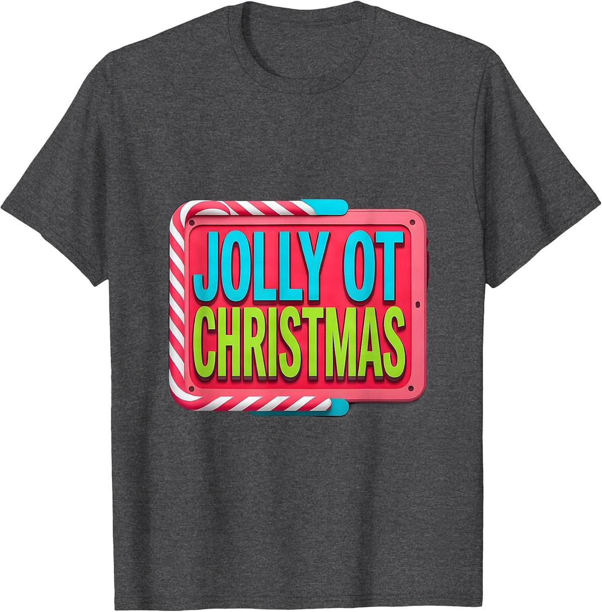 Men's Jolly OT Christmas Funny Occupational Therapy Workplace T-Shirt - Dark Heather Grey
