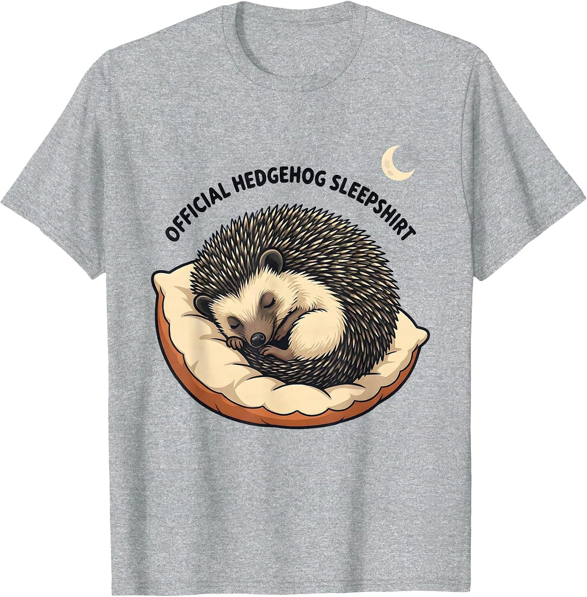 Men's Official Hedgehog Sleepshirt Cute Animal Lover Loungewear T-Shirt - Heather Grey