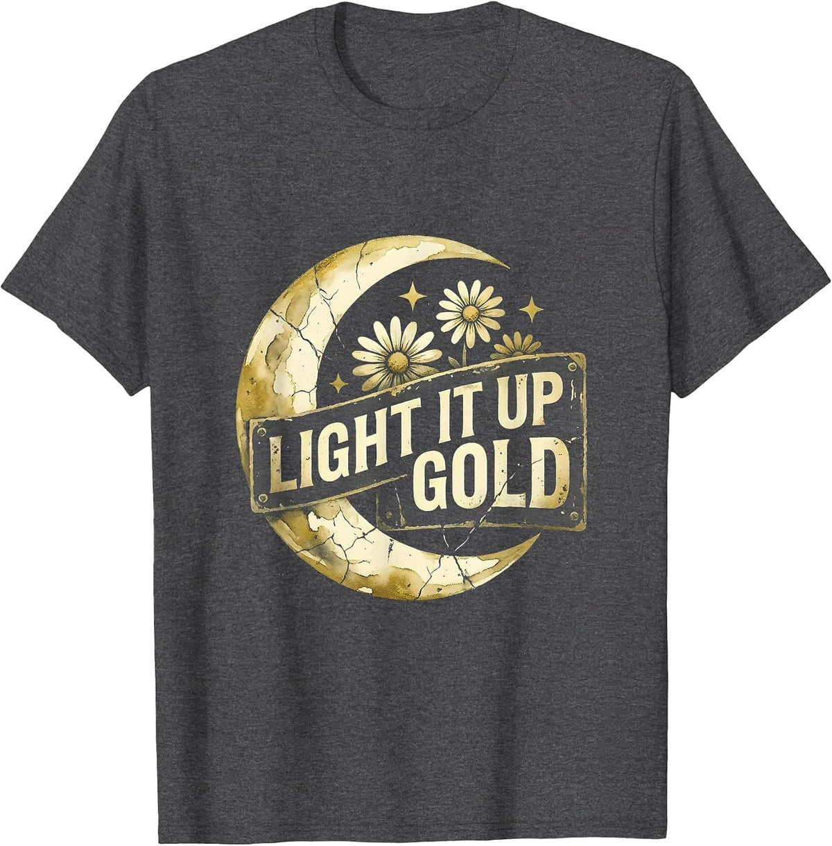 Light It Up Gold Autism Awareness Design T-Shirt - Dark Heather Grey