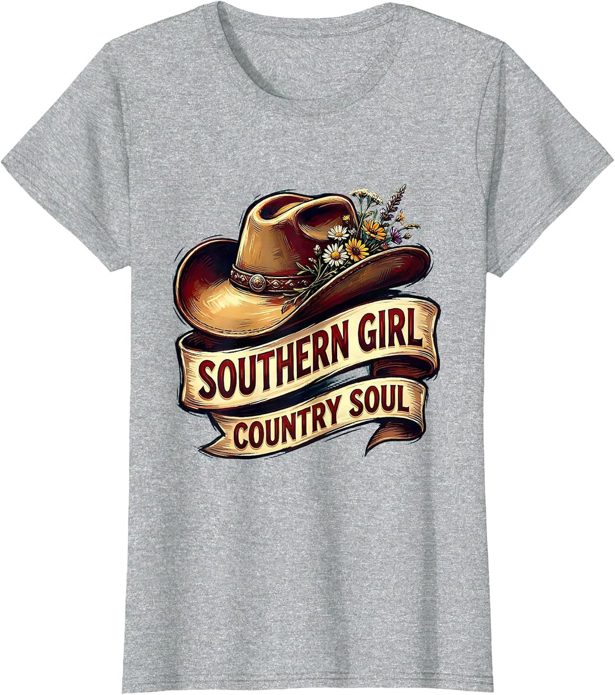 Women's Southern Girl Country Soul Nashville Design T-Shirt - Heather Grey