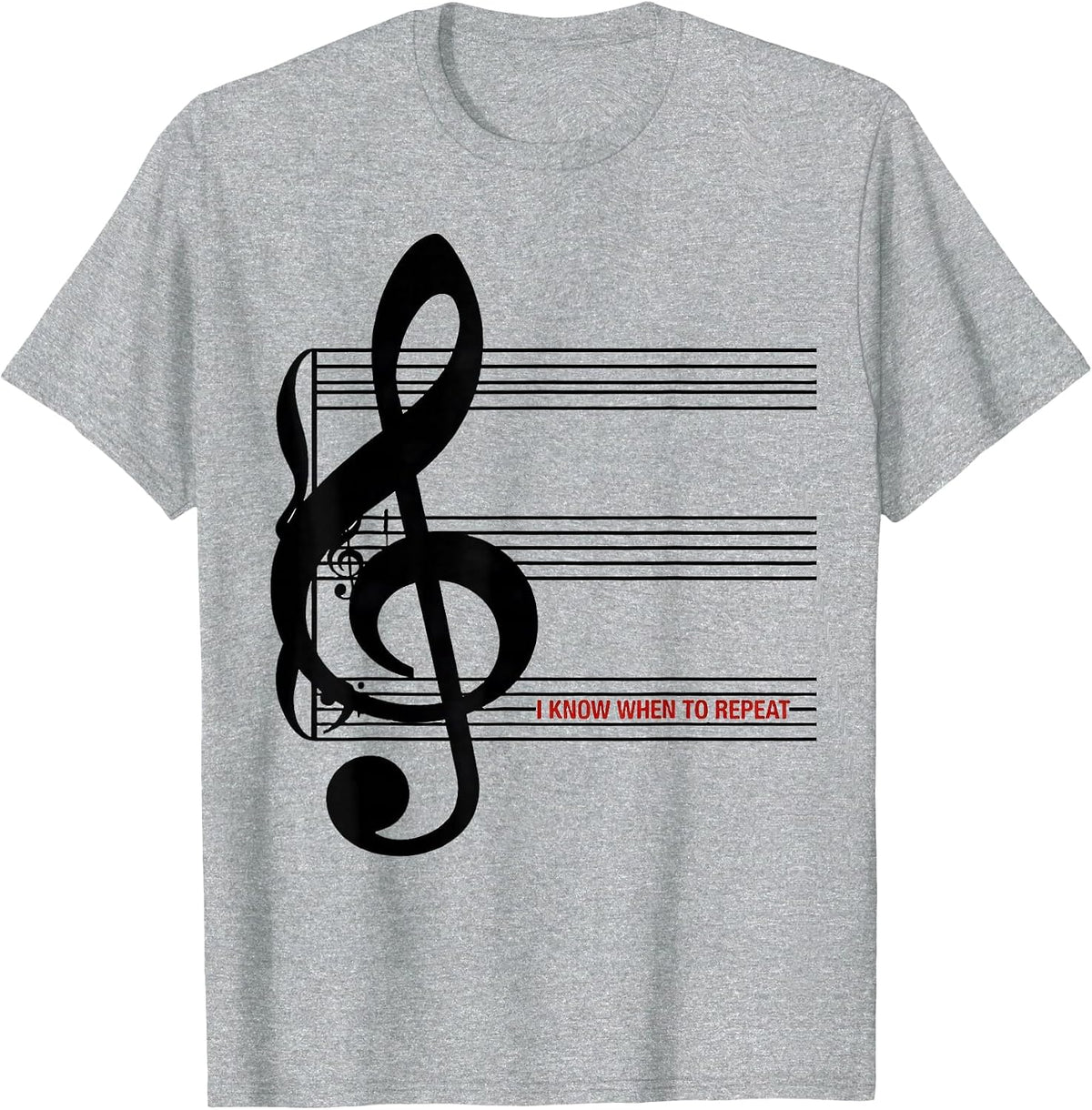 Men's I Know When To Repeat Funny Music Lover Pianist Humor T-Shirt - Heather Grey