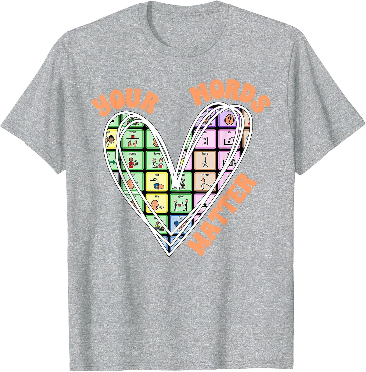 Speech Language Therapist SLP Squad AAC Your Words Matter T-Shirt - Heather Grey