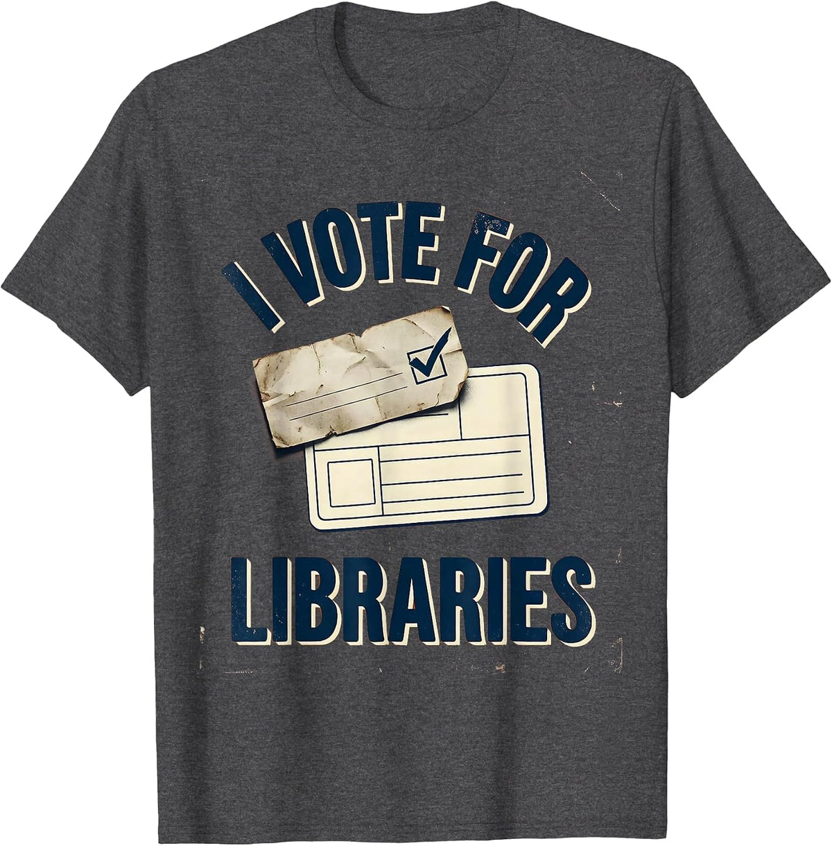 Men's I Vote For Libraries Vintage Librarian Banned Books Week T-Shirt - Dark Heather Grey