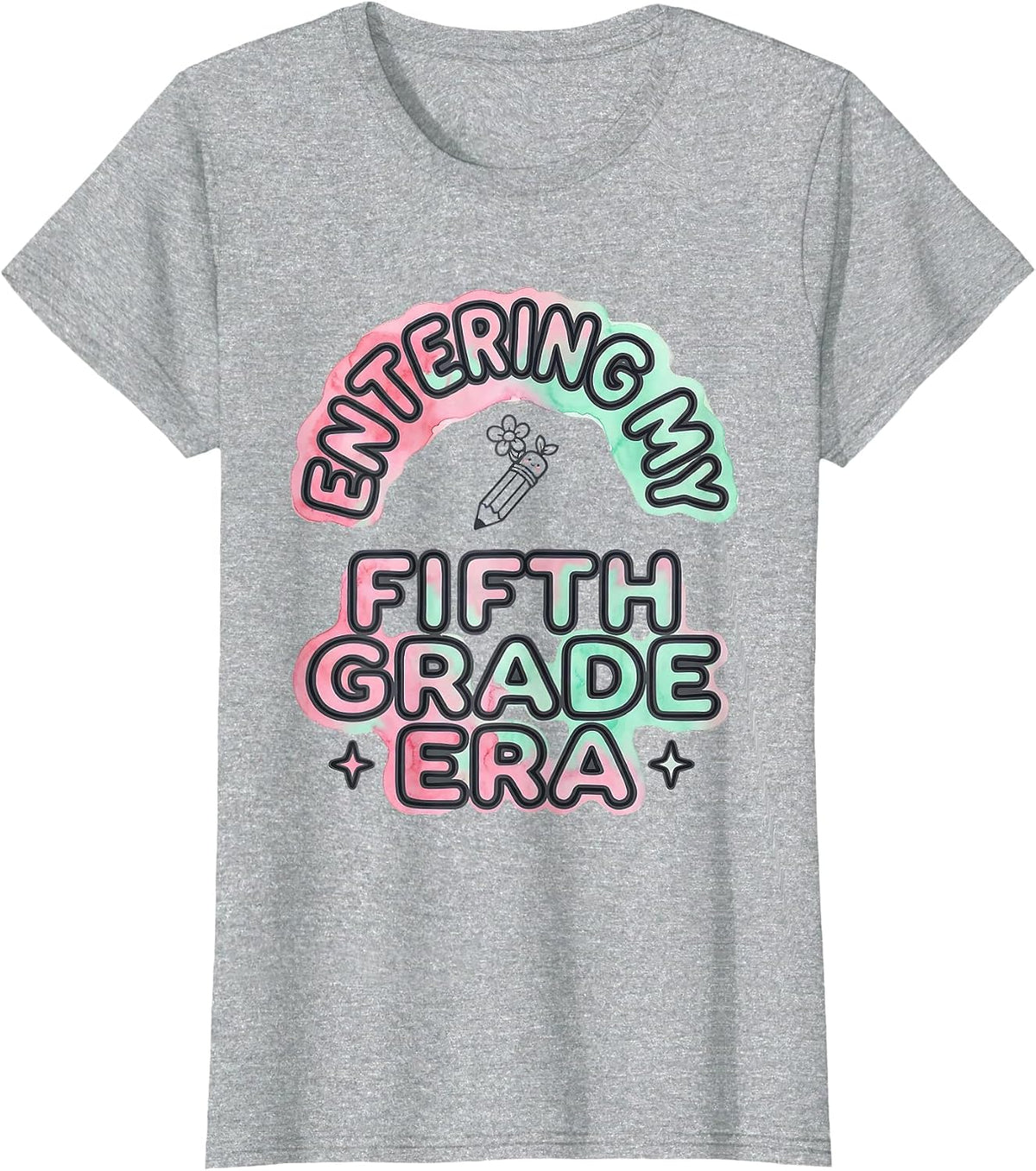 Entering My Fifth Grade Era Kawaii Doodle Back to School T-Shirt - Heather Grey