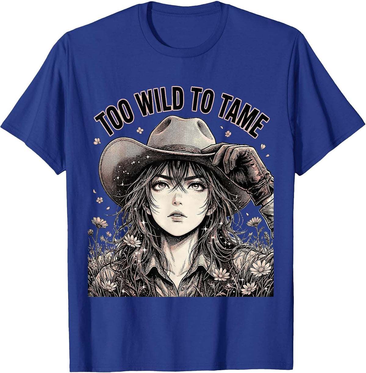 Men's Too Wild To Tame Bold Western Graphic Design T-Shirt - Royal Blue