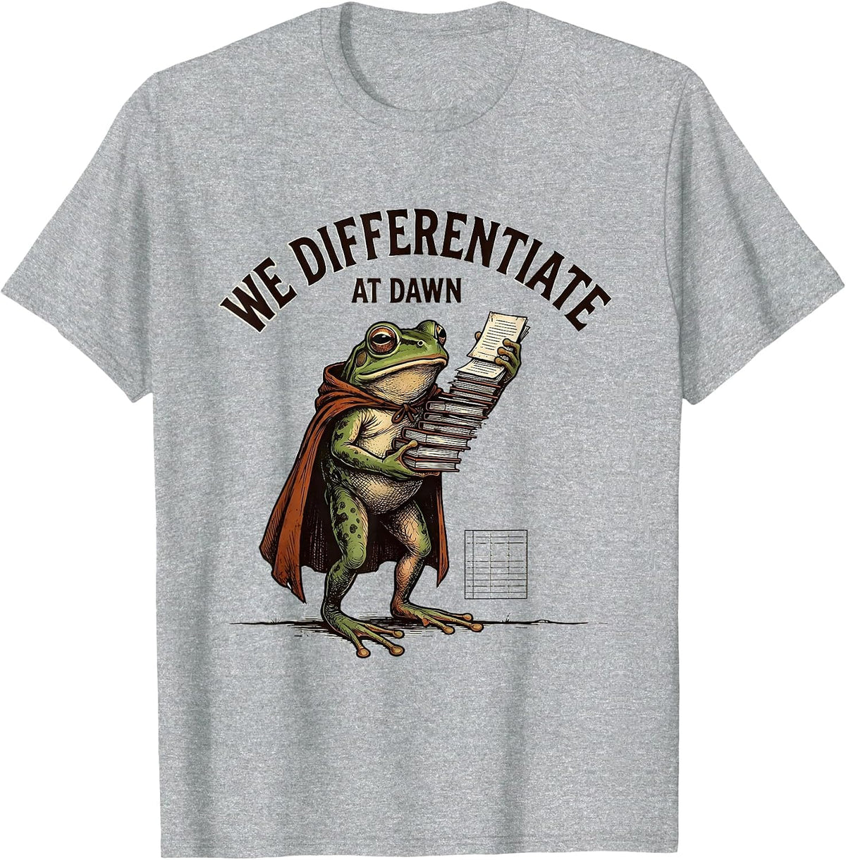 Men's We Differentiate At Dawn Vintage Frog Teacher Back To School T-Shirt - Heather Grey