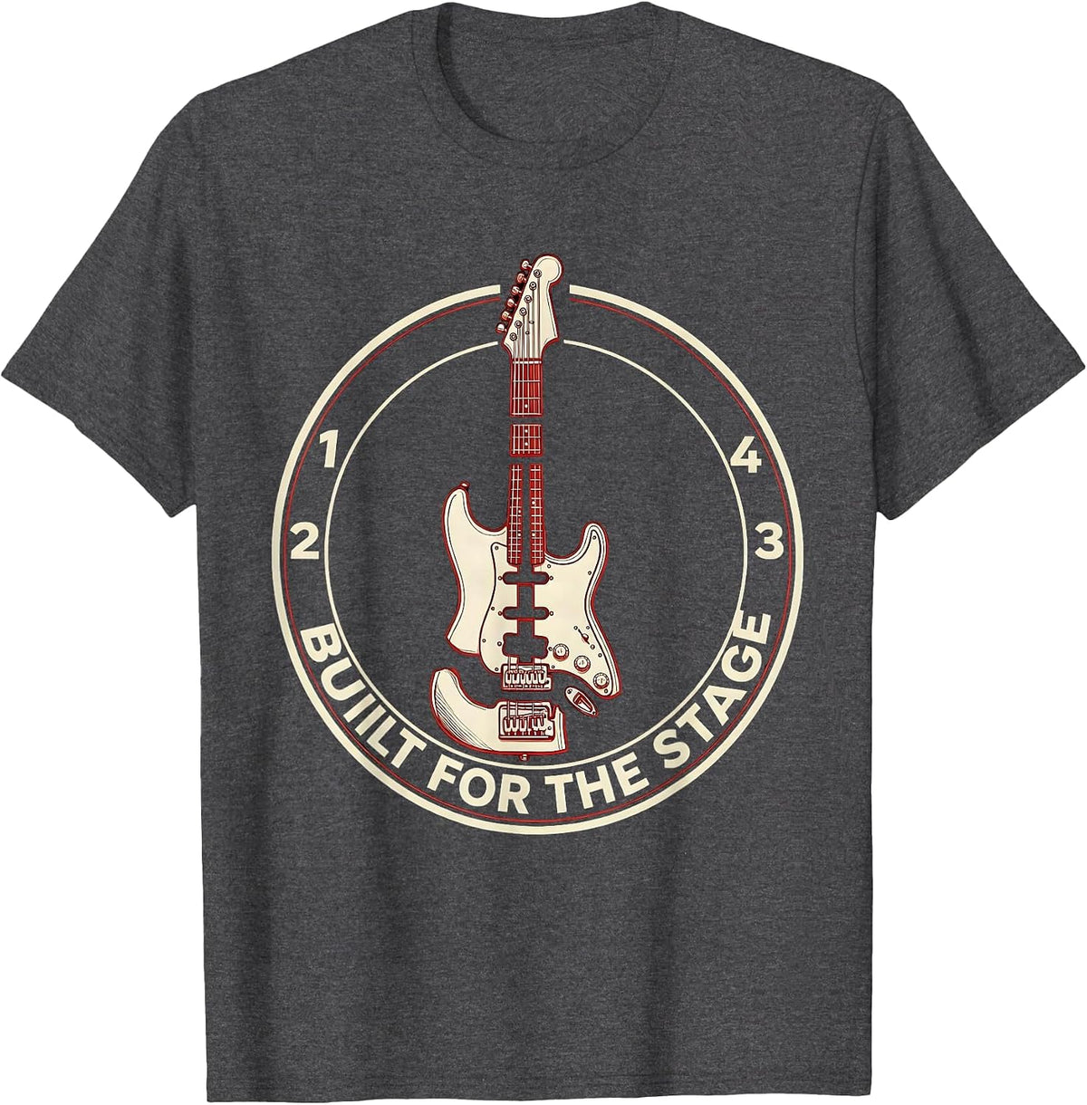 Built for the Stage 80s Rock Band Graphic Design T-Shirt - Dark Heather Grey