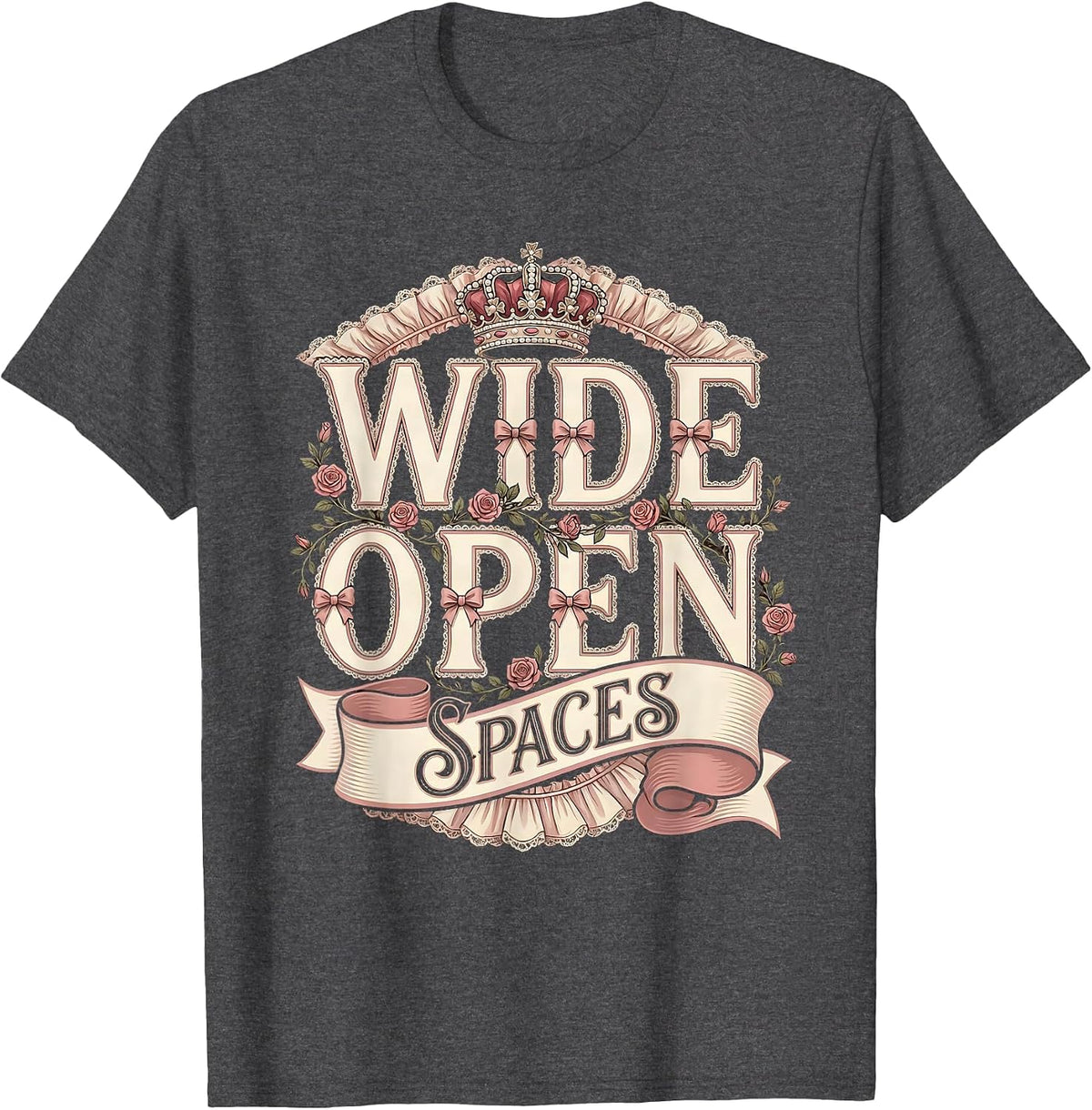 Wide Open Spaces Cowgirl Graphic Design T-Shirt - Dark Heather Grey