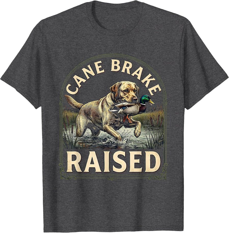 Men's Cane Brake Raised Vintage Labrador Hunting Waterfowl Youth T-Shirt - Dark Heather Grey