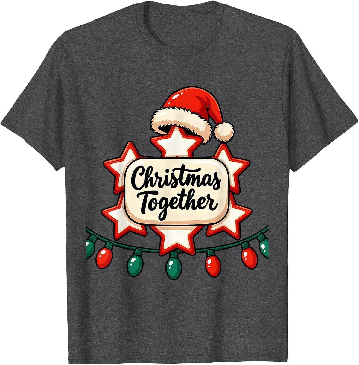 Men's Christmas Together Festive Holiday Family Matching Santa Hat T-Shirt - Dark Heather Grey