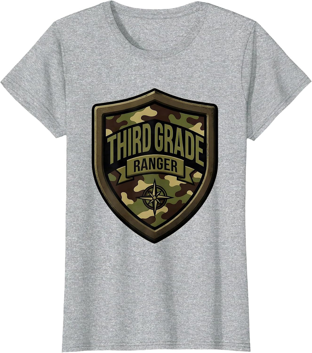 Third Grade Ranger Camo Third Grade Teacher Back To School T-Shirt - Heather Grey