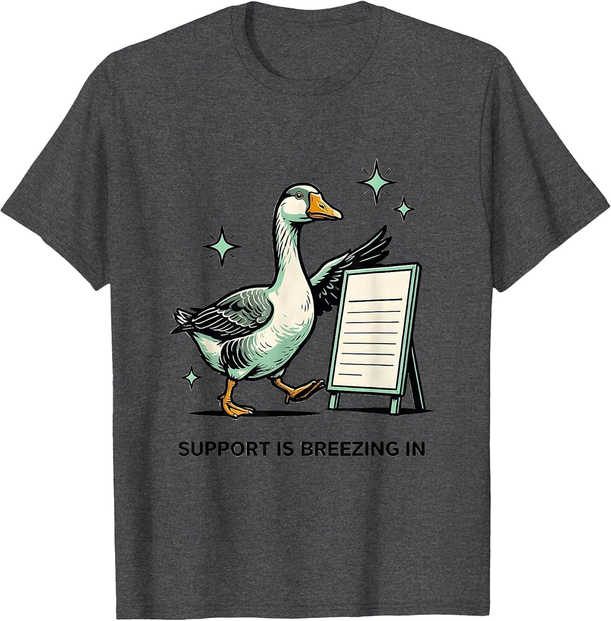 Support Is Breezing In Bold Bubbly Special Education Teacher T-Shirt - Dark Heather Grey