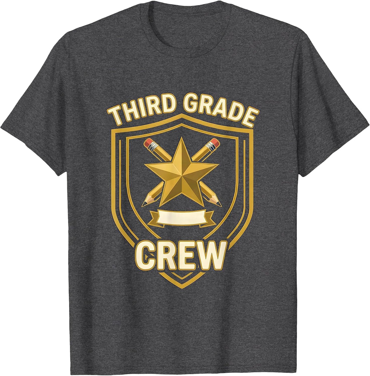 Third Grade Crew Playful Back To School Teacher Student T-Shirt - Dark Heather Grey