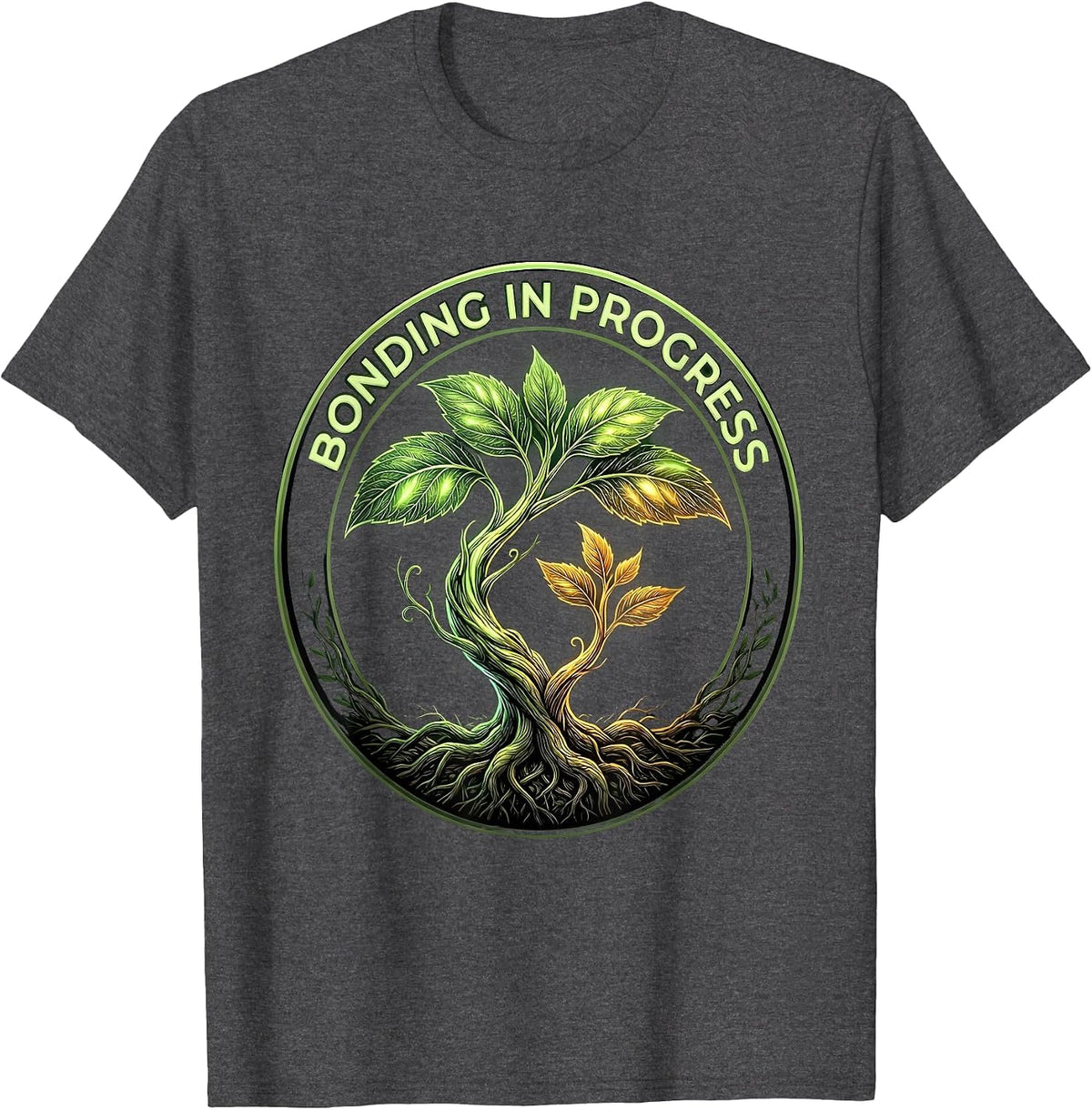 Bonding In Progress Dad Baby Carrier Design T-Shirt - Dark Heather Grey