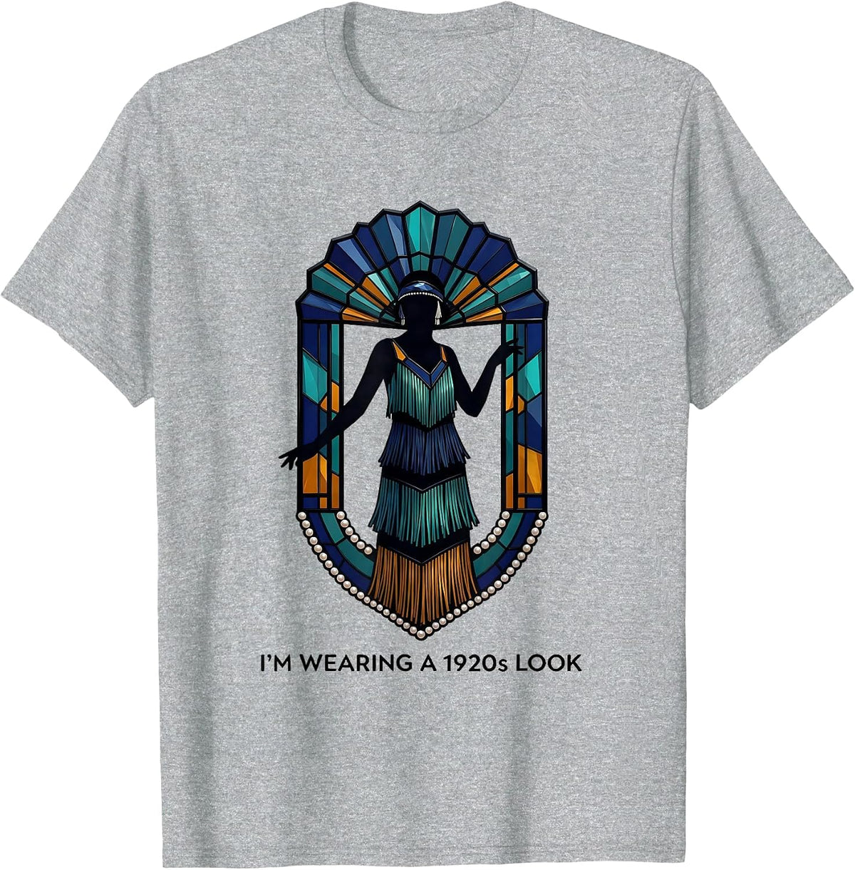 Men's I'm Wearing A 1920s Look Stained Glass Mosaic Flapper Dancer T-Shirt - Heather Grey